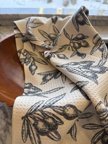 Kitchen Towels, Dish Towels for Kitchen, 3 Pc Kitchen Towel Set | Microfiber Waffle Towels, 16 x 26 inches, with Hanging Loops, Reusable Tea Towels, Cute Kitchen Towels - 3 Pack - color: Gray
