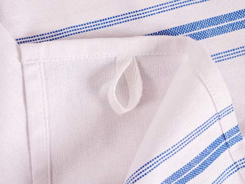 KAF Home Classic Farmhouse Stripe Kitchen Towels, Pure Cotton Dish Towels, Towel Dish Cloths for Cooking, Cleaning, and Dining, Set of 12, Blue - color: Blue