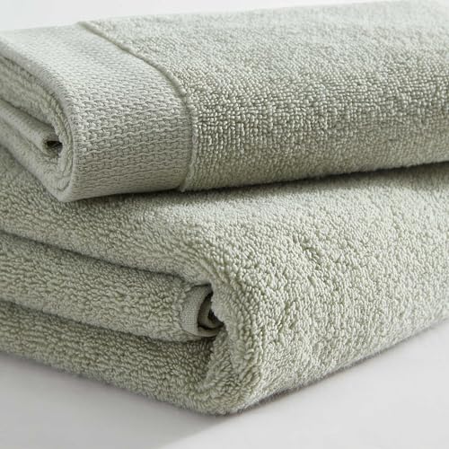 Calvin Klein - Bath Towel Set, Soft & Absorbent Bathroom Essentials, Zero Twist Construction, Oeko-Tex Certified (Entwine Solid Aloe, 3-Piece) - color: Entwine Solid Aloe, size: 3 Pack