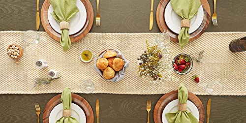 DII Woven Basics Collection 100% Cotton Knit Table Runner, 15x72, Honey Gold - color: Honey Gold, size: 15x72"