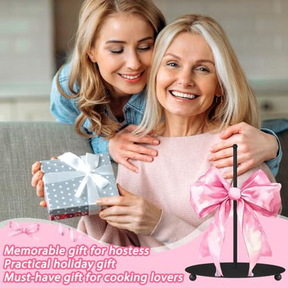 Pink Bow Paper Towel Holder Pink Countertop Kitchen Decor and Accessories Black Metal Farmhouse Large Tissue Stand Gifts for Coquette Party, 3D Hand Painting Pattern, Weighted Base - style: Pink Bow