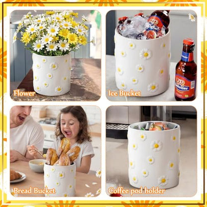 LemonRoad Daisy Utensil Holder for Kitchen Counter,Ceramic Cooking Utensil Crock Modern Farmhouse Countertop Organizer for Spatula Ladle Kitchen Counter Decor - style: Daisy
