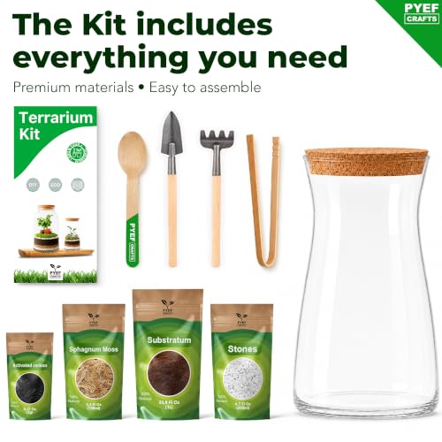 Terrarium Kit for Plants DIY | Starter Pack – Closed Ecosystem – 34 fl oz Glass – Succulents, Air Plants, Bonsai, Indoor Plants – (Plants Not Included) - size: 34 fl oz