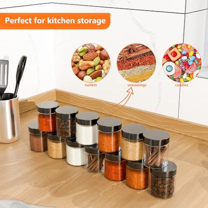 84PCS 4oz/125ml Plastic Jars with Screw On Lids Pressure Sensitive Seal,Clear Container for Storing Dry Food,Lotion, Makeup, Slime, Honey Jam, Cream, Butter,Black - color: Plastic-84Pack-Black