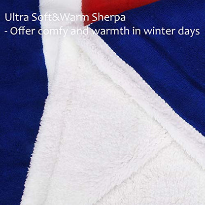 Tirrinia UK Flag Sherpa Throw Blanket, Super Cozy Fleece Plush Throw TV Blankets Reversible for Bed or Couch 50" x 60" | United Kingdom Flag - color: Uk Flag