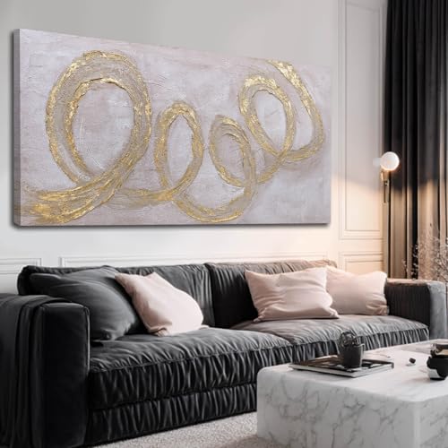 Ocevarin Abstract Wall Art Gold Line Art Prints Modern Minimalist Wall Decor for Living Room Neutral Posters for Dining Room Bedroom 24"x 48" - color: Golden Circle, size: 48"L x 24"W