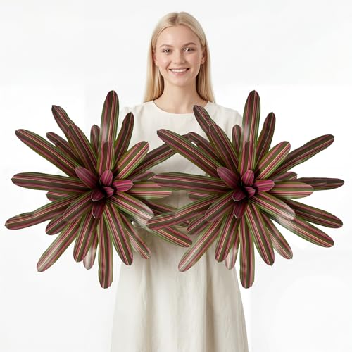 Agave Plant Artificial 23.6" Faux Agave Plant Indoor Outdoor Fake Agave 33 Leaves with Striped Texture Realistic Greenery for Porch Patio Home Decor 2 Pack Without Pot(Purple Green) - color: Purple Green 24"-2