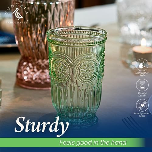 Green Highball Glasses Set of 6 Tall Drinking Glasses 10 oz - color: Green, size: Tall