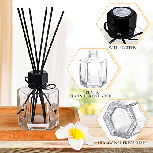 Huquary 12 Set 120 ml 4 Ounce Reed Diffuser Bottle Empty Glass Jars | Empty Diffuser Bottle with Caps, Black Rattan Stick Set,Fragrance Accessories, DIY Replacement Rattan Aromatherapy