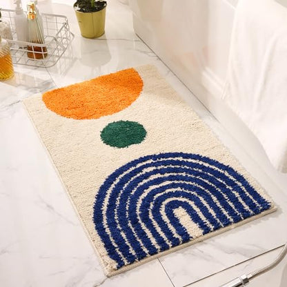 Boho Bathroom Rugs Non-Slip Microfiber Geometric Bath Mat Soft Fluffy Bohemian Bath Rugs Washable for Bathroom, Shower, Tub, Sink, Indoor Mat, 31''×20'' - color: D Bohemian