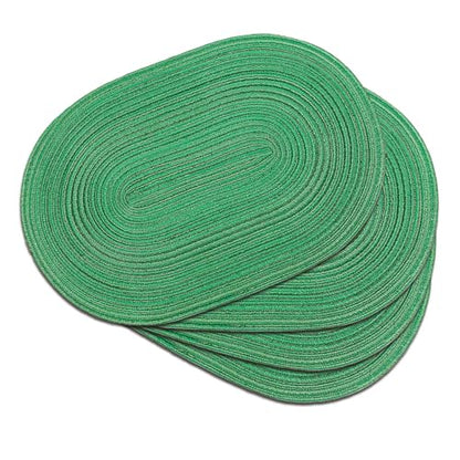 Placemats Set of 4, Woven Oval Braided Dining Table Mats(Green Shine) | 12 x 17.5 Inch Size Fits Plates and Flatware; Hand Washable and Heat Resistant for Kitchen Use, with Farmhouse and Boho Style - color: Green Shine, size: 4 pcs