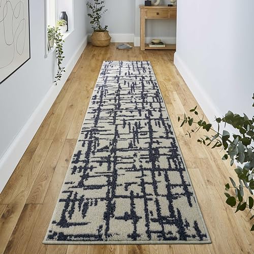 Hallway Runner Rug Non Slip Rubber Backing, 26 inch x 8 ft, Abstract Cream, Heavy Duty Berber Style Carpet Runner for Entryway, Kitchen, Bathroom, Bedroom, Laundry Room. - color: Abstract Cream, size: 8 Foot Long Runner Rug