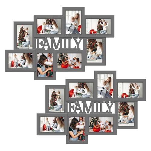 Jerry & Maggie 8 Opening Family Photo Collage Frame for Wall Decor, 4×6 Frames Family Wall Decor, PVC Gallery Picture Frames Collage Wall Decor for 4×6 Pictures, Stylish & Durable, Ashes/2 Pack - color: Ashes/ 2 Pack, size: 8 Opening