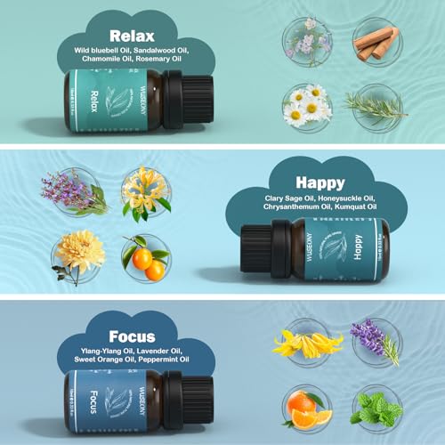 WUSEONY Well-Being Essential Blends Oils Set, Aromatherapy Oils Gift Set for Diffusers Home, Fragrance Oil Scent for Candle Soap Making - Happy, Calm Mind, De-Stress, Relax, Focus, Sweet Dreams - color: Well-being