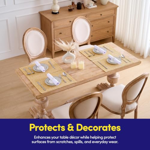 Sweet Home Collection 100% Cotton Placemats for Dining Room Rectangle Two Tone Woven Fabric 13" x 19" Soft Durable Table Mat Set, Set of 6, Gold - color: Gold, size: Rectangle 13" x 19"