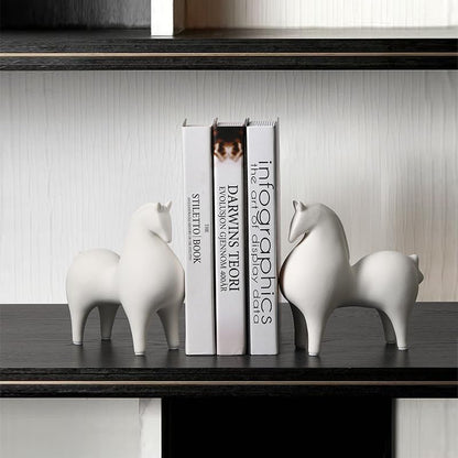 Modern Simple Ceramic White Horse Living Room Home Office Decoration (Lager White Horse) - size: Large