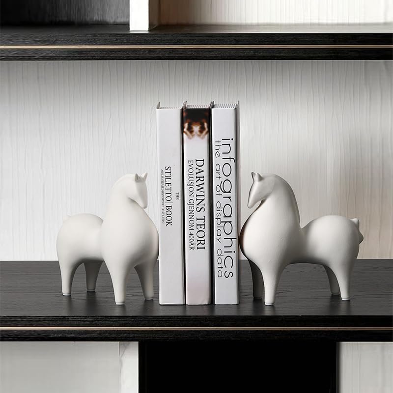 Modern Simple Ceramic White Horse Living Room Home Office Decoration (Small White Horse) - size: samll