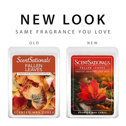 Scentsationals Fallen Leaves, Autumn Air Scented Wax Melts 10oz (24 Cubes) | Fresh Air, Mahogany, & Crisp Apple Long Lasting Fragrance Melts for Scented Wax Warmers - style: Fallen Leaves