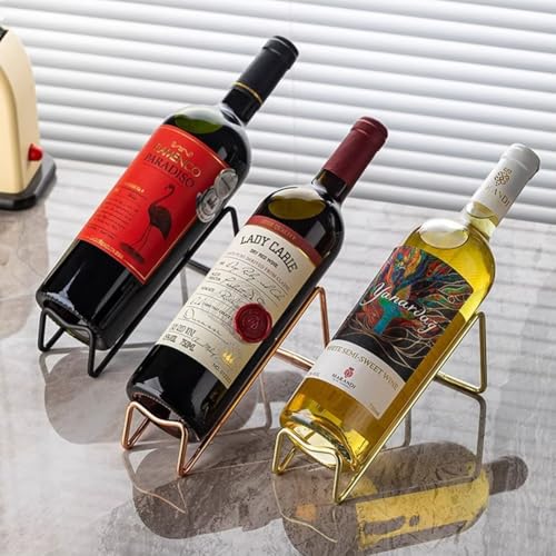 Countertop Wine Rack and Coffee Syrup Rack- Freestanding Black Metal Wine Bottle Holder - Tabletop Wine Holder Stand for Cabinet, Pantry - color: Rose Gold, size: 1