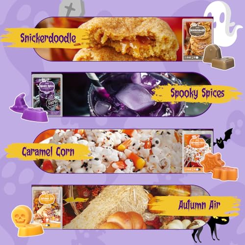 ARVIDSSON Halloween Scented Wax Melts, Fall Soy Wax Cubes for Wax Warmer, Strong Scent Fragrance Wax Tarts, Autumn Wax Melts Gift Set, Pumpkin Pie, Spiced Cider, Candy Corn, Snickerdoodle, Autumn Air