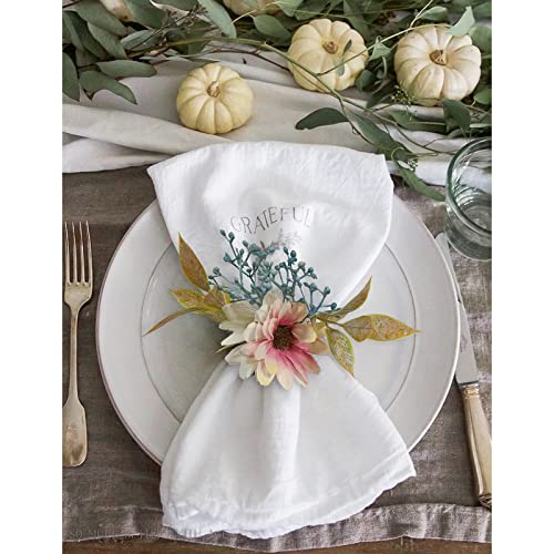 Sunflower Napkin Rings Set of 4, Handmade Christmas Dinner Napkin Holder, Handcrafts Plant Decor for Weddings, Table Setting, Outdoor Parties (New Sunflower) - style: Natural-inspired