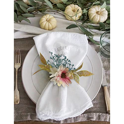 Sunflower Napkin Rings Set of 4, Handmade Christmas Dinner Napkin Holder, Handcrafts Plant Decor for Weddings, Table Setting, Outdoor Parties (New Sunflower) - style: Natural-inspired