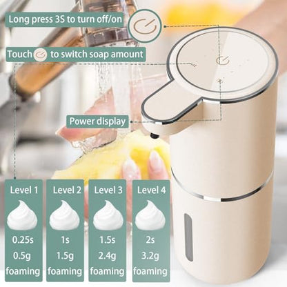 Automatic Soap Dispenser – Touchless Foaming Soap Dispenser 400ml USB Rechargeable Dispenser Electric Wall Mounted 4levels Adjustable Foam Soap Dispenser Pump for Bathroom Kitchen(Gold) - color: Gold, style: Foam