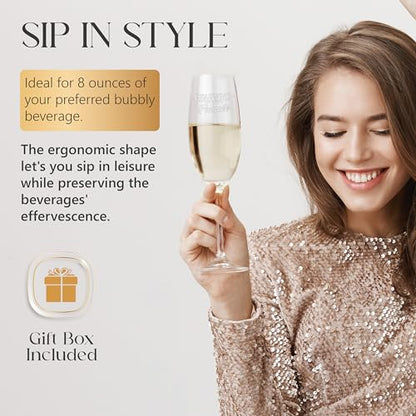 Boyfriend To Fiance & Girlfriend To Fiancee Champagne Flutes 8 Oz Set Of 2 | Engraved Champagne Glasses, His And Hers Set, Couples Present, Engagement Gift, Wedding Idea, Anniversary, Mr And Mrs