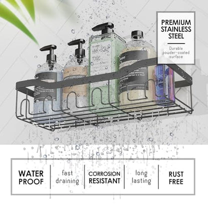 Clara Clark Shower Caddy Adhesive Organizer, Large Capacity Shower Rack, Rustproof Stainless Steel Shelves - color: Grey