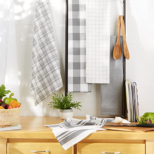 DII Basic Kitchen Large Cotton Dishtowel Set of 5, 18x28, Gray - color: Gray