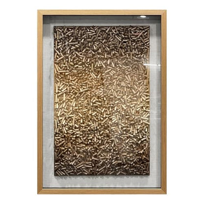 BrightA Creative Polymer Strip Wall Art, Natural Tones, 27.5"x39.4" | Collage and Superimposition, Adds Artistic Layers to Space - color: Light yellow + Dark brown + natural wood tone, size: 27.5"x39.4"