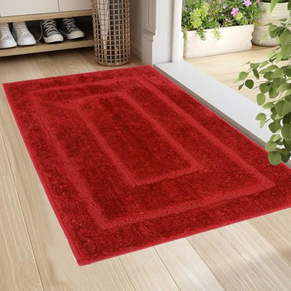 Red Bath Rug Non Slip,Indoor Floor Doormat,20"x32" | Small Area Rug,Bath Mat,Rubber Backed,Soft microfiber,Machine Washable,Bathroom,Entryway,Kitchen,Bedroom - color: Red1