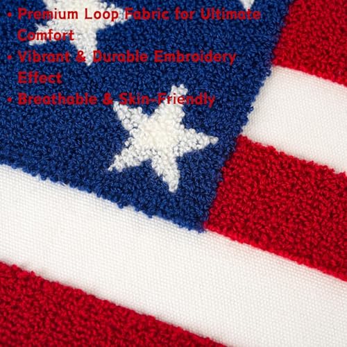 Patriotic American Flag Pillow Covers Set of 2 18x18, Chenille - color: Red, White, Blue, size: 18" x 18" (Pack of 2)