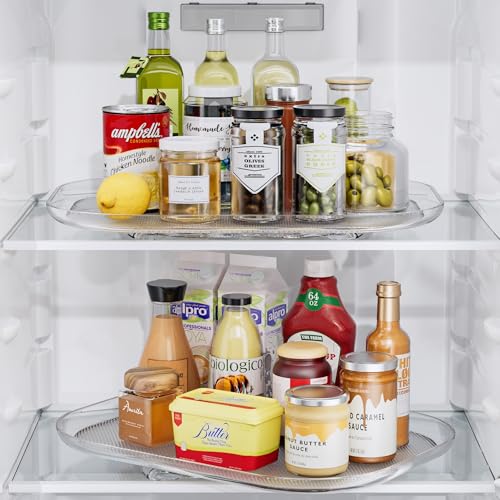 LAMU Lazy Susan Organizer Turntable 15.67''x11.7'' for Refrigerator Organizers and Storage, Fridge Organizer, Condiment Organizer for Kitchen, Table Top, Cabinet, Pantry, Countertop, 2 Pack - size: 2Pack 15.67''x11.7''