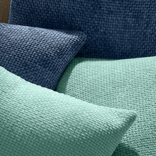 Textured Chenille Pillow Covers 20x20, Pack of 4, Light Brown | Thick Textured Chenille with Hidden Zipper - color: Blue, size: 20" x 20" (Pack of 4)
