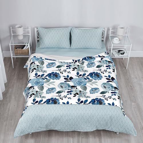 Floral Throw Blanket for Couch Bed Sofa Chair Living Room, Flower Flannel Fleece Blanket Soft Cozy Lightweight Breathable Fluffy Durable Home Decor Gifts for Men Women Girls Boys 50 x 60 Inch