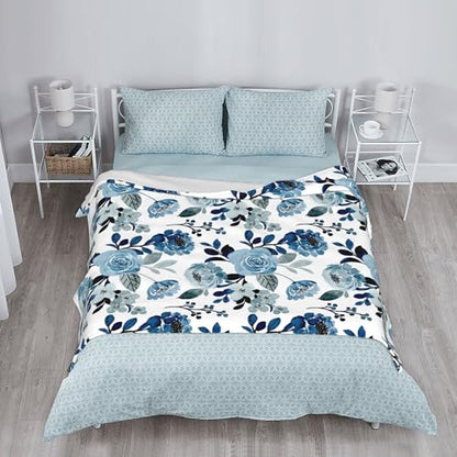 Floral Throw Blanket for Couch Bed Sofa Chair Living Room, Flower Flannel Fleece Blanket Soft Cozy Lightweight Breathable Fluffy Durable Home Decor Gifts for Men Women Girls Boys 50 x 60 Inch