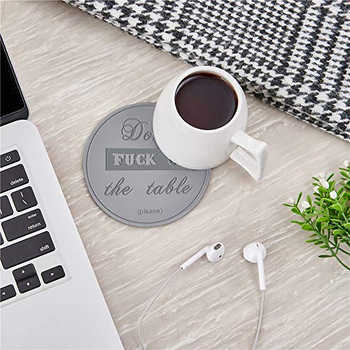 Funny Coasters, 6 Pcs Leather Coasters with Holder, Perfect Housewarming Hostess Gifts, Protect Furniture from Water Marks Scratch and Damage(6Pcs, Grey) - color: Gray