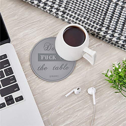 Funny Coasters, 6 Pcs Leather Coasters with Holder, Perfect Housewarming Hostess Gifts, Protect Furniture from Water Marks Scratch and Damage(6Pcs, Grey) - color: Gray