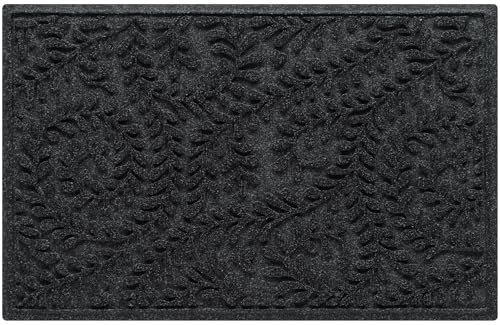 WaterHog Boxwood Front Door Mat Indoor Outdoor Entrance, All-Weather Mats | Heavy Duty Outdoor Doormats, Non-Slip Rubber Backing, Dirt & Moisture Trapper, Low Profile, Made in USA, 23"x36", Charcoal - color: Charcoal, size: Medium 23"x36" (2’x3’)