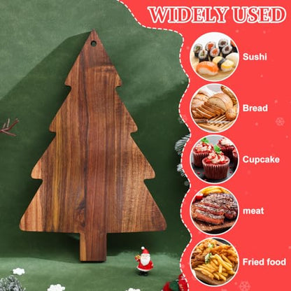 Luxshiny Christmas Tree Charcuterie Board: 15Inch Wooden Cutting Board Xmas Tree Serving Platter for Cheese Fruit Bread Snack Dessert Candy Sushi