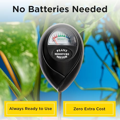 Soil Moisture Meter - Hygrometer Sensor Tool for Indoor and Outdoor Plants - Monitoring Water Levels in Soil House, Gardening, Farm, Lawn, Potted Care - No Batteries Required - Black