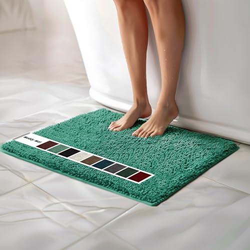 Muddy Mat Chenille Bathroom Rugs Quick Dry Microfiber Mats Non Slip Washable, Extra Thick, Soft and Highly Absorbent Bath Mats for Bathroom, Kitchen, and Shower Floor - Seafoam Green Medium 30"X19" - color: Seafoam Green, size: 19" x 30"