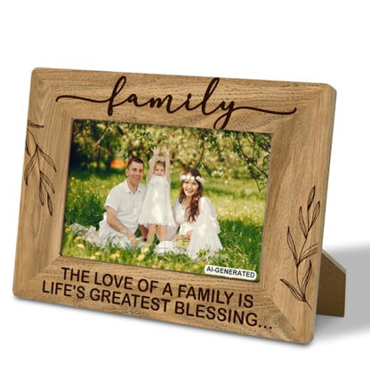 Family Gifts, Wooden Picture Frame - The Love of a Family is Life's Greatest Blessing, Gift for Dad, Mom, Grandparents, Father, From Son, Daughter, Rustic Photo Frames 4 x 6-Nature Wood Texture A3 - color: Color 04
