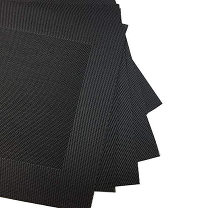 Vinyl Black Placemats Heat Resistant Dining Table Mats Non-Slip Washable Place Mats Set of 6 （Black） - color: Plaid-black