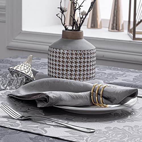 Grey Jacquard 17x17 Square Polyester Cloth Napkins Set of 8 | Waterproof, Stain Resistant, Shrink Proof, Washable, fabric, Outdoor, Dining, Wedding, Kitchen, Party, Banquet, Reusable - color: Gray(01)