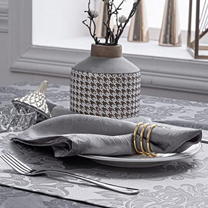 Grey Jacquard 17x17 Square Polyester Cloth Napkins Set of 8 | Waterproof, Stain Resistant, Shrink Proof, Washable, fabric, Outdoor, Dining, Wedding, Kitchen, Party, Banquet, Reusable - color: Gray(01)