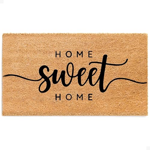 Door Mat - Welcome Mat for Front Door with Non-Slip Backing - Durable Coir Doormat - Perfect for Outside Entrance and Entryway Matt - Outdoor/Indoor - Sweet Home - 17" x 30" - color: Sweet Home, size: 1'5" x 2'6" (Rectangular)