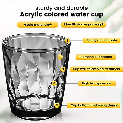 Plastic Glassware Tumbler Dishwasher Safe, Set of 4 Unbreakable Drinking Glasses, 10.5oz Reusable Acrylic Cups for Everyday Use (Black) - color: Black