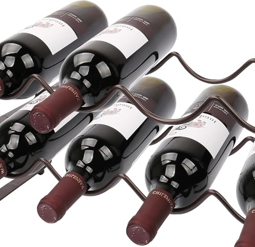 Carperipher Stackable Wine Rack Countertop, 8 Bottles 2 Tier Wine Cabinet Counter, Wine Rack Holder and Storage, Metal Wine Bottle Holder Freestanding for Cabinet - size: 2 Tier